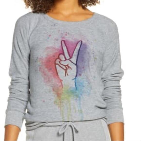 Chaser NEW Rainbow Peace Cozy Pullover Small Long sleeve sweatshirt Equality - Picture 1 of 11